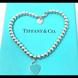 COPY - authentic Tiffany and Co blue heart bracelet. Silver.